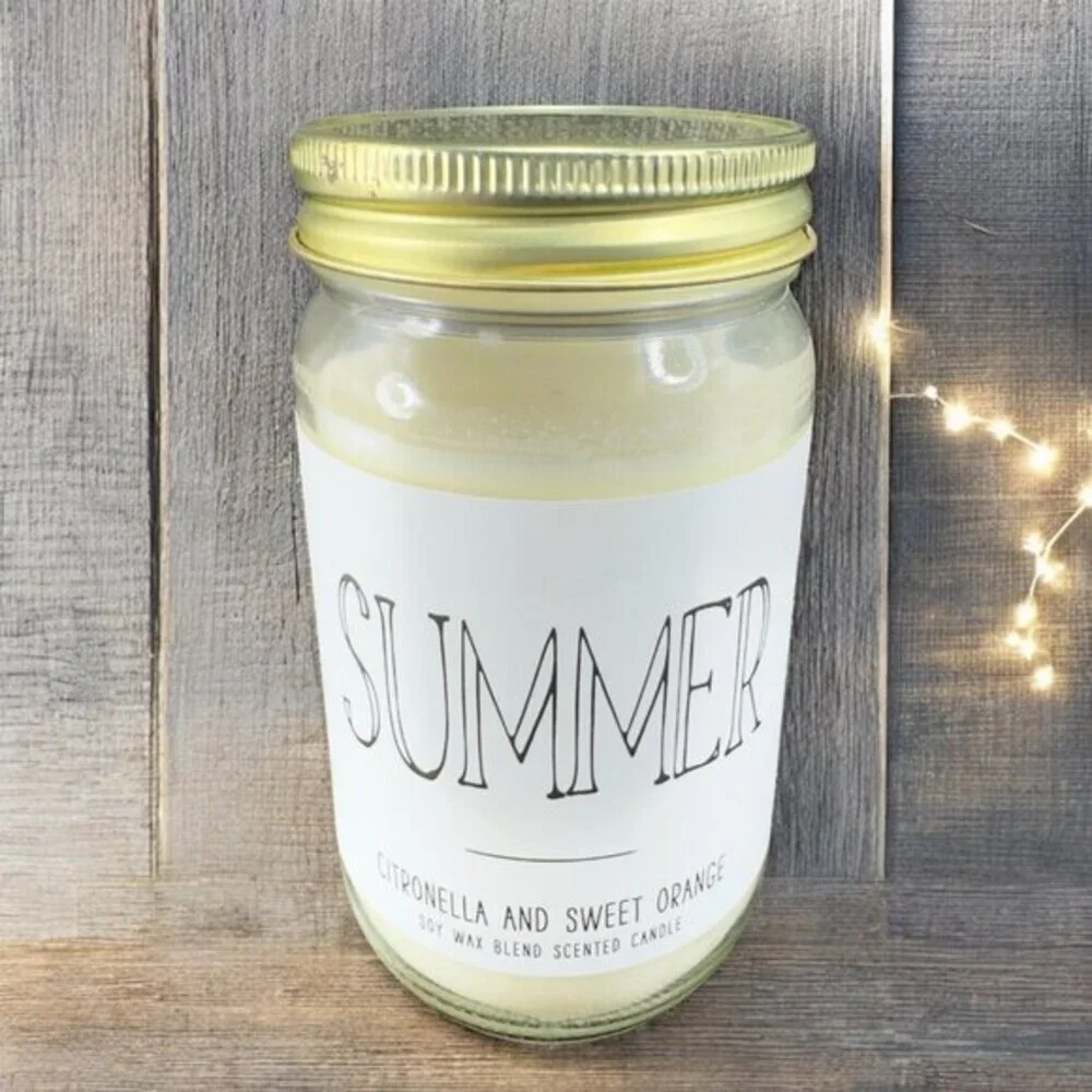 Leoben Company 11 Oz Summer Candle Citronella Sweet Orange Soy Wax Blend New